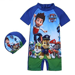 Đồ bơi liền thân kèm nón paw patrol biệt đội cứu hộ cho bé trai
