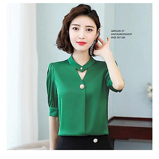 Q041220 ÁO SƠ MI CỔ TIM ĐÍNH NÚT