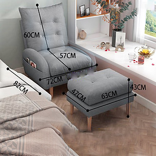 Ghế Sofa Thư Giãn Đọc Sách Nệm Nỉ có Đôn Gác Chân Cao Cấp - Ghế Thư Giãn Dựa Lưng Êm Ái
