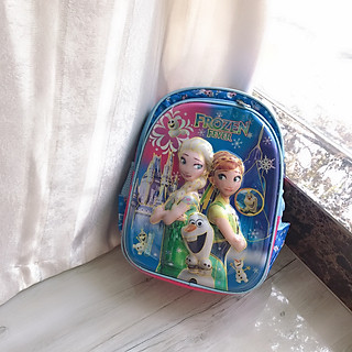 BALO 13' 3D 3 NGĂN FROZEN ELSA ANNA  MÀU XANH HỒNG CHO BÉ GÁI HỌC SINH (28X17X35.5) - 521314FZ3DXH226