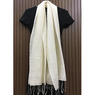 Khăn choàng đũi tơ tằm thiên nhiên, không nhuộm màu, kt 80x180cm, khăn choàng 100% tơ tằm, quà tặng cao cấp, khăn choàng đẹp, khăn tơ tằm màu tự nhiên, hàng thủ công Việt Nam
