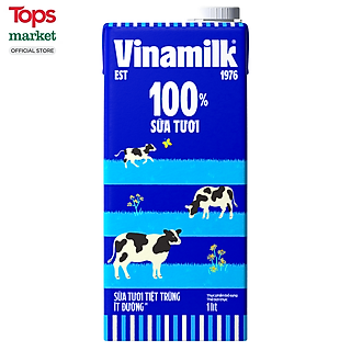 Sữa Tươi Tiệt Trùng Vinamilk 100% Ít Đường 1L