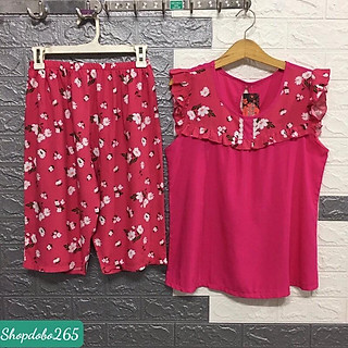 Đồ bộ nữ,đồ ngủ lửng mặc nhà vải lanh hoa nhí mềm,mát