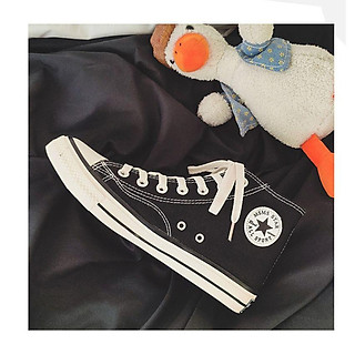 Giày Vải Nam Nữ Vải Canvas Cổ Cao Và Cổ Thấp Màu Đen,Giày Vải Học Sinh Sinh Viên GV01