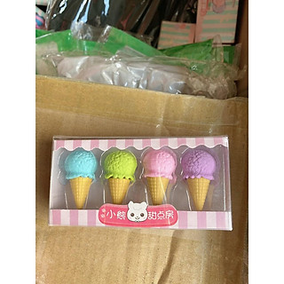 Bộ 4 Gôm Tẩy Hình Cây Kem/ Kẹo Mút Độc Đáo Cho Học Sinh