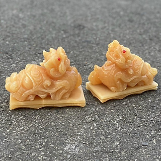 Cặp Tỳ Hưu Phong Thủy, Tỳ Hưu Tài Lộc Đá Ngọc Hoàng Long- Dài 15cm