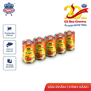 Cá hộp Sea Crown cá Nục sốt ớt chua ngọt-Lốc 5 lon