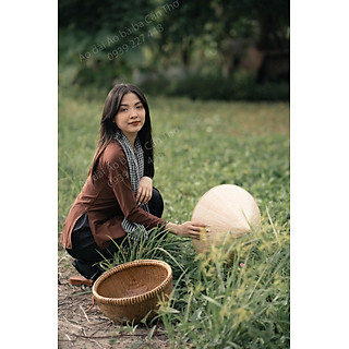 Bộ áo bà ba lụa nâu - Có bộ bà ba Bigsize- may sỉ bà ba toàn quốc - May bộ bà ba theo yêu cầu