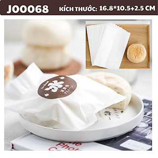 Túi giấy đựng bánh quy bánh mì trắng nhám set 50 túi 16.8*10.5+2.5 - J00068
