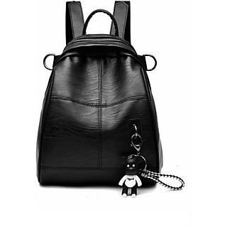 Balo Da Nữ Kèm Móc Gấu 533 - Đen (29 x 22 cm)