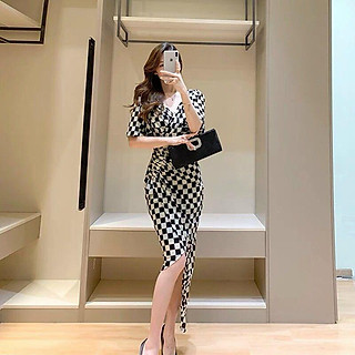 ĐẦM BODY CARO NHÚN EO