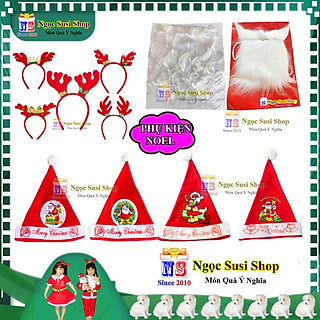 PHỤ KIỆN ĐỒ NOEL CHO BÉ DÙNG TRANG TRÍ NOEL CHO BÉ NÓN , BỘ RÂU , CÁI CÀI DÙNG ĐỂ TRANG TRÍ HÓA TRANG NOEL