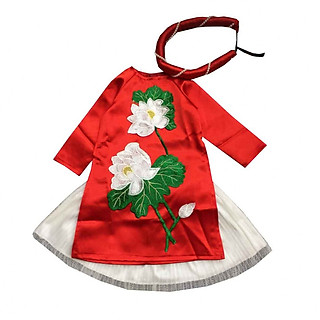 Áo dài lụa cách tân hoa sen