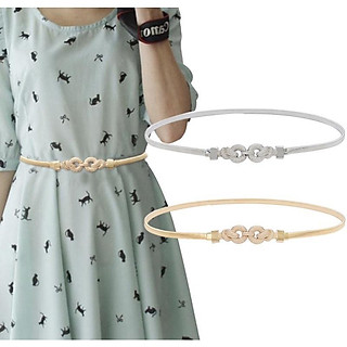 Thắt lưng nữ bằng kim loại co giãn thời trang, dây lưng nữ mặc váy - Vàng