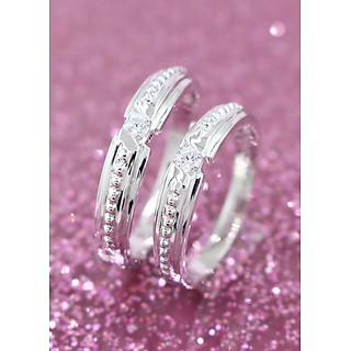 Nhẫn đôi bạc nhẫn cặp bạc đẹp đính đá cách điệu ND0317