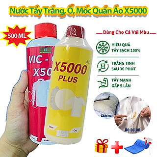 Nước Tẩy Quần Áo VIC OXY X5000 Tẩy Mốc, Ố Vàng, Lem Màu 500ml Tẩy Trắng Đánh Bay Mọi Vết Bẩn