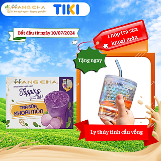 Hộp Trà Sữa Wangcha Vị Khoai Môn pha trà sữa tiện lợi - Bột Hòa Tan Trà Sữa 3IN1 Khoai Môn 4 gói và Thạch 3Q ngọc trai 4 gói  thơm ngon đi kèm - Trà Sữa Vị Khoai Môn cao cấp, dễ sử dụng (400gr/hộp)