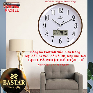 Đồng Hồ EASTAR Tròn Kim Điện tử Viền Mỏng - Máy KIM TRÔI - LỊCH Vạn Niên và NHIỆT KẾ Điện tử