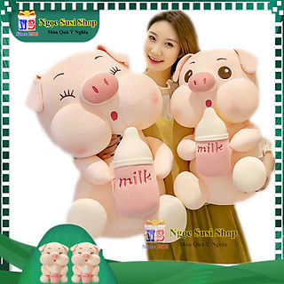 GỐI ÔM THÚ BÔNG HEO ÔM BÌNH SỮA SIÊU TO KHỔNG LỒ ÔM NGỦ - GẤU BÔNG HEO ÔM BÌNH SỮA