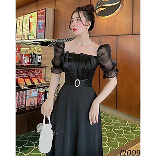 Đầm dự tiệc phối tơ gân (Free/big size XL, 2XL)