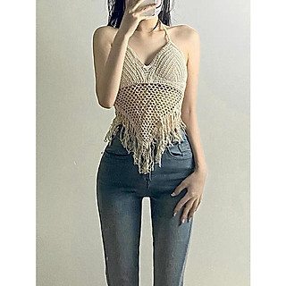 MS877 Áo yếm đan móc tua rua đi biển