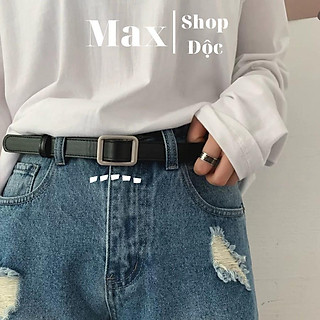 Thắt Lưng Mặt Chữ Nhật Bản 2.3cm - Dây Nịt Nam Nữ Da Đẹp, Dây Thắt Lưng Chữ Nhật Không Đục Lỗ Eo Nhỏ Vừa - Maxshopdoc