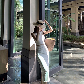 SET ÁO CROPTOP CHÂN VÁY BÚT CHÌ