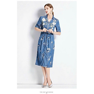 ĐẦM SUÔNG JEAN HOA THÊU NỔI