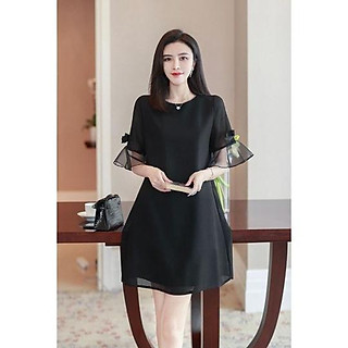 ĐẦM SUÔNG CHỮ A ĐEN PHỐI VOAN