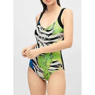 Monokini Dây Đen Hoạ Tiết Da Trăn