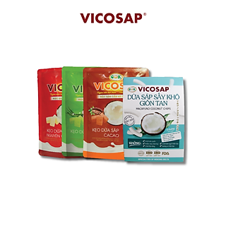 Kẹo dừa sáp Lá Dứa & kẹo dừa sáp Nguyên Chất & Kẹo dừa sáp Cacao & Dừa sáp sấy giòn tan