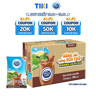 Thùng 24 Bịch Sữa Tiệt Trùng Dutch Lady Cô Gái Hà Lan Vị Chocolate (24X180ml)
