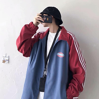 Áo Khoác Gió Bomber Phối Tay Sọc Penta 2 Màu Unisex Ulzzang