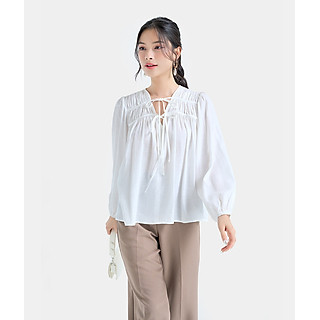 Áo Kiểu Nữ Thời Trang HNOSS Tay Dài Rút Nhún Cổ HNAKI081