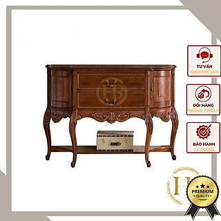 Tủ thấp - kệ bán nguyệt gỗ sồi tự nhiên phong cách tân cổ điển sang trọng tinh tế KCS-180723-NAU-HR-1.2m