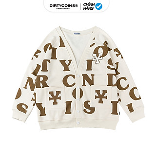 Áo Khoác DirtyCoins Print Cardigan - Ivory/Brown