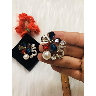 Cài áo hoa đính đá màu