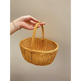 Giỏ mây có lót vải, Giỏ pinic đan mây , Giỏ dã ngoại decor chụp ảnh, giỏ đựng hoa quả