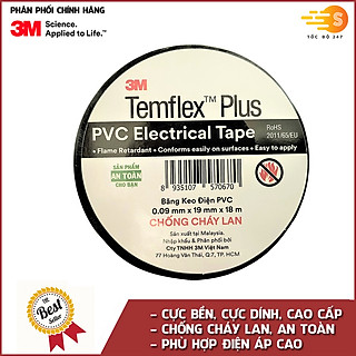 Băng keo điện PVC chống cháy lan 19mm x 18m 3M 1518