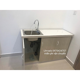 Tủ bếp mặt gạch nhựa đài loan có bồn rửa