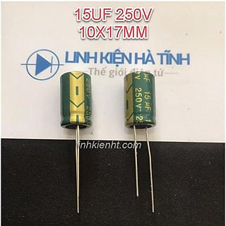 10 CON TỤ HÓA 15UF 250V 10X17MM TỤ XANH 250V 15UF