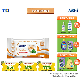 Khăn Ướt Sạch Khuẩn Aiken Chiết Xuất Bạc Hà 20 Tờ/gói