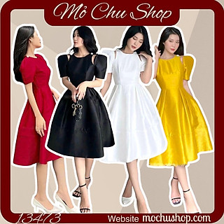 ĐẦM XÒE TAY PHỒNG TAFTA KHOÉT VAI 13473