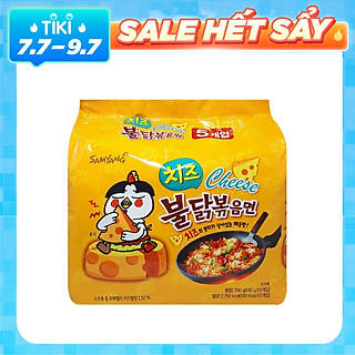 Lốc 5 Gói Mì Khô Gà Cay Samyang Vị Phô Mai (140g / Gói)