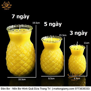 Đèn Bơ - Nến Bơ Hình Quả Dứa Trang Trí Cháy 3-5-7 Ngày