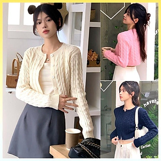Áo KHOÁC len nữ cardigan dệt kim croptop VẶN THỪNG phối nhiều kiểu sang trọng