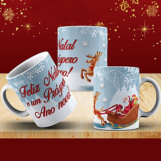 Cốc Giáng sinh Ông già Noel đi xe tuần lộc