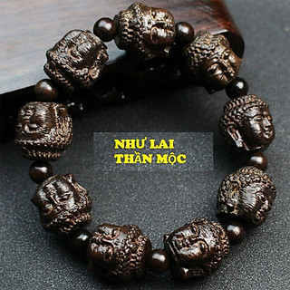 Combo Vòng đeo tay Phong Thủy Nam – Nữ gỗ Thủy Tầm Mộc, hạt 18li, khắc thủ công các vị thần phật dân gian Phương Đông, Kèm hộp Gấm và dây dự phòng