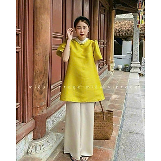 SET ÁP TAY PHỒNG PHỐI CỔ TAPTA NHUNG KÈM QUẦN LỤA 4 MÀU Y HÌNH