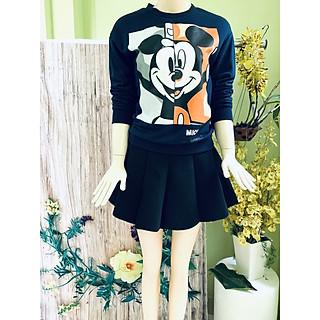 Áo thun hoddi nữ da cá tay dài in hình chuột mickey